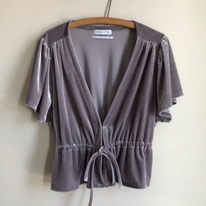 Tie Top Urban Outfittes medium grey velvet
